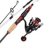 Sougayilang Spinning Combo, MH 1.8M/2.1M Fishing Pole and 2000 Spinning Reel Set, Fishing Rod and Reel Commbo for Bass Fishing Tackle-1.8B