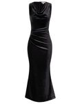 GRACE KARIN Women Elegant Long Wedding Dress Velvet Ball Gown Sleeveless Evening Dress Black Size 8