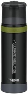Thermos Mountain Beverage Bottle 0.50 L, Black, Stainless Steel Thermos Flask with Drinking Cup, 24 Hours Hot / 24 Hours Cold, Lightweight Outdoor Bottle, Robust, Removable Cap, BPA-Free