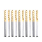 uxcell 10Pcs 3mm Titanium Coat Carbide End Mill Engraving Milling Cutter CNC Router Bits for PCB Machine, 1/8" Shank