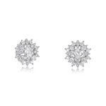 ZAVANA Large Cubic Zirconia Earrings for Women. Sparkling Silver Stud Earrings for Women set with Cubic Zirconia Stones. Silver Earrings for Women, Oval Flower Statement Earrings for Women