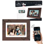 Disney Classic PhotoShare Friends and Family 8” Smart Digital Photo Frame, Send Pics from Phone to Frames, Wi-Fi, 8 GB, Holds 5,000+ Pics, 1280x800 HD Touch Panel, Premium Espresso Engraved Wood