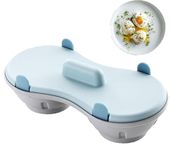 Egg Poacher Microwave Egg Cooker, 2 Cavity Edible Silicone Double Drain Poached Egg Cups, Microwave Egg Poacher Kitchen Cooking Gadgets(Light Blue) (Blue)