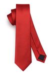 HISDERN Red Tie Silk Skinny Tie Slim ties For Men Solid NeckTie Classic Formal Tie For Business Wedding(6cm)