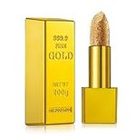 Metallic Looking Lipstick, Shimmery Sparkly Magical Metallic Glitter Lipstick, Sparkle Lipstick Gold Bar Design Waterproof Lip Makeup Cosmetics 3.5g(#2)