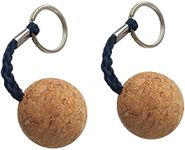 35mm Floating Cork Ball Keyring Float Keychain for Kayaking Boating Fishing Kite Surfing Sailing Kayak, Pack of 2, Brown, Small