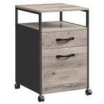 VASAGLE File Cabinet, Mobile Filing Cabinet with Wheels, 2 Drawers, Open Shelf, for A4, Letter Size, Hanging File Folders, Greige and Black UOFC071B02