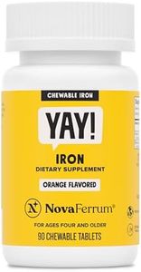 NovaFerrum Yay | Chewable Iron Supplement for Kids & Adults for Anemia | 18mg of Iron | 90 Servings | Sugar Free | Vegan | Gluten Free | Orange Flavor