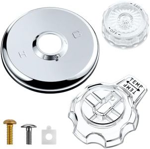 Dreyoo Shower Trim Kit Compatible with Mixet MTR-5 CLR BrassCraft SKD0210 D MXT05, Includes 5-1/2 OD Escutcheon, Acrylic Volume and Temperature Control, Handle Screw, for Tub and Shower Faucets