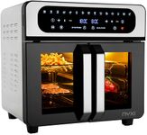 Nyxi 20L Air Fryer Oven with Dual French Glass Doors, Visual Window, 13 Cooking Modes, Digital Control, Adjustable Temperature, Timer, Non-Stick Tray, 12 Accessories, Stainless Steel