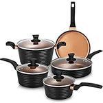 Pots and Pans Sets, Nonstick Cookware Set 9 Pieces, Induction Pan Set, Chemical-Free Kitchen Sets, Saucepan, Frying Pan, Saute pan, Black2