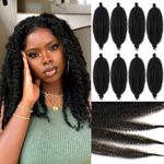 Leeven 12 Inch Springy Afro Twist Hair for Faux Locs Pre-Separate Popping Spring Twist Crochet Hair for Distressed Locs 8 Packs Afro Kinky Curly Marley Braiding Hair Extensions /1B#