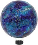 Sunnydaze Deep Ocean Swirl 10-Inch Crackled Glass Indoor/Outdoor Gazing Globe - Features Convenient Stem and Rubber Cap