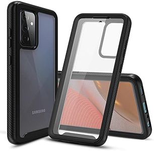 Port Wireless Heavy-Duty Phone Case with Built-in Screen Protector Cover for Samsung Galaxy A72 –– Full Body (Black)