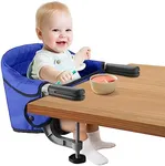 Fast Table Chair Hook on Chair Clip on Table Clamping Chair Portable Heavy Duty Feeding Seat, Fold-Flat Storage, Attach to Table Removable Travel Chair for Babies and Toddlers (Blue)