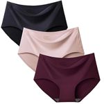 Luvreena® Plain Solid Women Seamless Hipster Ice Silk Panty | No Show High Waist Briefs Underwear for Women Seamless Panties Multi Pack Undergarments (Large, Multicolor)