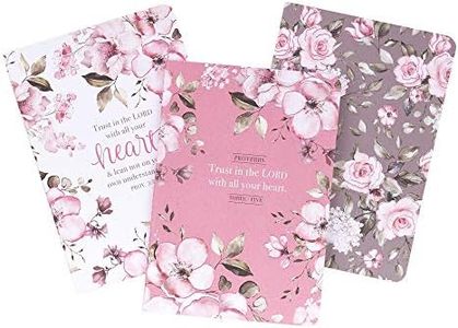 Christian Art Gifts Slim Scripture Notebooks for Women, Trust in the Lord with all your heart - Proverbs 3:5 Inspirational Bible Verse Variety, Pink Floral Set/3 Medium