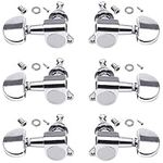 NATUCE 6PCS 3L3R Acoustic Guitar Tuning Pegs Machine Head Tuners, Knobs Tuning Keys, Wear-Resistant, Guitar String Tuning Pegs Machine, Enclosed Locking Tuners for Electric or Acoustic Guitar- Chrome