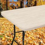 smiry Rectangle Tablecloth, Waterproof Elastic Fitted Table Covers for 6 Foot Tables, Wipeable Flannel Backed Vinyl Tablecloths for Picnic, Camping, Indoor, Outdoor (Wood, 30x72 Inches)