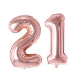 Rozi Decoration Twenty One 21 Number Foil Balloon Rose Gold For 21St Birthday Party Theme Decoration 32 Inch Size, Helium Eligible, 2 Pieces