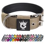 TSPRO Tactical Dog Collar 1.5 inch Wide Dog Collar Military Grade Strong Dog Collar Thick Dog Collar Heavy Duty Metal Buckle Dog Collar(Khaki-L)