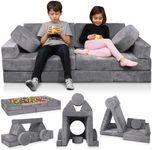 Lunix LX15 14pcs Modular Kids Play Couch, Child Sectional Sofa, Fortplay Bedroom and Playroom Furniture for Toddlers, Convertible Foam and Floor Cushion for Boys and Girls, Steel Gray