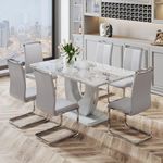 JUFU Dining Table Set for 6,Marble