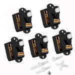 DSPOWER 5PCS 2G Plastic Gear Mini Servo, 3.7-4.2V RC Micro Coreless Motor Digital Servos Kit for Fixed-Wing Helicopter Airplane Drone 1/24 RC Car Model Boat Robot Toy