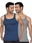 XYXX Men's Solid Regular (XY_CR11_Vest_02_Midnight Blue+Ash Grey M)