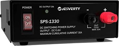 Universal Compact Bench Power Supply- 30 Amp Regulated Home Lab Benchtop AC-to-DC Converter 13.8 Volt, Cooling Fan, Screw Type Terminals - Jesverty SPS-1330