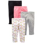 Simple Joys by Carter's Baby Girls' 4-Pack Pant, Navy, Gray Dot, Pink, Floral, Newborn