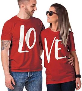 Haase Unlimited Matching Couple LO VE T-Shirt (RED/RED, Mens Large/Ladies Medium)