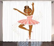 Ambesonne Girls Curtains, Ballerina Dancing Daughter Classic Performance Hobby Birthday Kids Baby Theme, Living Room Bedroom Window Drapes 2 Panel Set, 108 W X 63 L inches, Rose and Brown