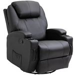 HOMCOM Recliner Armchair, Electric Massage Recliner Chair, PU Leather Reclining Chair with Side Pocket for Home, Living Room, Black