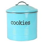 Home Basics Tin Kitchen Food Storage Organization Canister Collection (Cookie Jar with Cover, Turquoise)