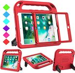 BMOUO Kids Case for iPad 9.7 2018/2017/iPad Air 2, iPad 6th/5th Generation Case for Kids, with Built-in Screen Protector, Shockproof Handle Convertible Stand Case for iPad 9.7 (iPad 6th/5th Gen), Red