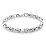 555Jewelry Stainless Steel Solid Unisex Womens Mens Hollow Coffee Bean Link Stylish Solid Lightweight Fashion Jewelry Accessory Chain Bangle Bracelet, Silver 7 Inch