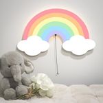 Gentle Glow Rainbow Night Light for Kids - Floating Wall Night Lights for Nursery, Children's Bedroom, Battery Operated Hanging Light Up Nursery Wall Décor, Cute Soothing Lamp, Easy Installation