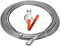 Winchmax Galvanised Steel Winch Cable/Wire Rope 26m x 9.5 mm. Minimum Break Load 8,229kg / 18,142lb. Suitable for winches up to 13,500lb. Includes 3/8 Inch G70 Forged Clevis Hook.