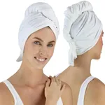 Hair RePear Anti Frizz Premium Cotton Hair Towel Wrap, Wet Hair Towel Wrap for Women, Plop Scrunch Curly, Wavy, Straight Hair (White, 21” x 44”)