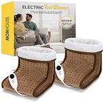 MONHOUSE Electric Foot Warmer - Cold Feet Warmers for Home Use and Office Under Table Desk - Soft and Breathable Heating Pad - Relaxing Comfort Heat Therapy - Heated Foot Mat for Women & Men - Brown