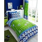 T&A Textiles and Hosiery Ltd Football Goal Shoot Kid Boys Single Bed Duvet Quilt Cover Bedding Set Green Blue