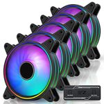 EZDIY-FAB Moonlight 120mm RGB PWM Case Fan with RGB PWM Fan Hub,5V Motherboard Sync,ARGB Computer Fan,Multiple Light Modes-5 Pack