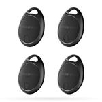 HOLOMARQ Smart Tags 4 Pack, Key Finder Works with Apple Find My [iOS ONLY, NOT for Android], as Car Keyring, for Luggages, Suitcases, Bags, Dogs or Cats (T1, Black, 4PCS)