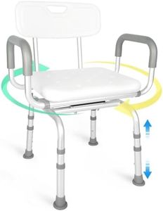 Swivel Shower Chair for Inside Shower (400 LB), Heavy Duty Shower Chair with Arms and Back, Adjustable Height Waterproof Shower Stool, Shower Seat for Elderly and Disabled