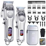 CIICII Mens Hair Clippers and Trimmers Set, Professional Cordless Barber Clippers for Hair Cutting Kit (Electric Razor Shavers & Beard/Hair Trimmer Haircut Kit) Clippers for Men DIY Home Salon