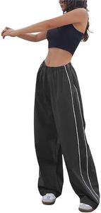 Lianlive Womens Parachute Pants Wide Leg Baggy Y2K Track Pants for Women, Grey, Medium