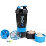 VECH Protein Shaker Bottle,GYM Shaker Cup for Protein Shakes, 16oz Shake Bottle with Shaker Ball and Storage Compartment,Leak-Proof,BPA Free （Blue