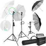 LimoStudio, 900W LED Output Lighting Series, LMS104, Soft Continuous LED Lighting Kit for White and Black Umbrella Reflector with LED Spiral Bulbs, Accessory and Carry Bag