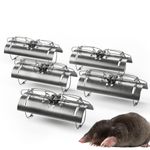 REPELEM Flat Bottom Tunnel Mole Trap Reusable Mole Traps, Rust-Free Garden Protection Humane Vole & Mole Killer, Powerful Mole Deterrent | Large, Pack of 5